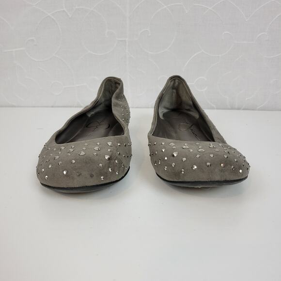 Jessica Simpson Womens Shoes Size 6.5 Gray Suede Studded Slip On Ballet Flats - Picture 9 of 10